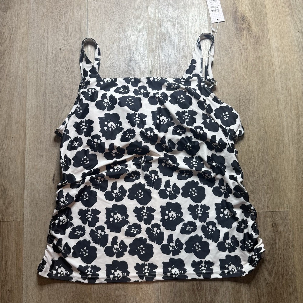 Lime Ricki Floral Square Neck tankini Swim Top black and white 4XL $79.50 MSRP